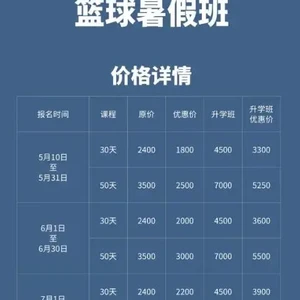 篮球训练营收费多少钱啊